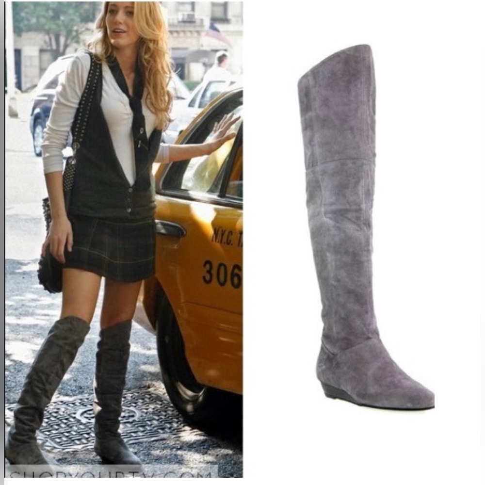 Chinese Laundry Turbo Grey Suede Knee High Boots size 8.5